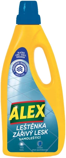 ALEX leštěnka ZÁŘIVÝ LESK na dlažbu a lino 750ml, žlutá láhev modrý vršek
