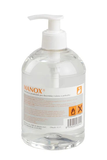 MANOX alkoholový prostředek pro hygienickou dezinfekci rukou 500ml s dávkovačem