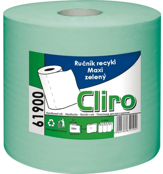 RUČNÍK CLIRO role MAXI 1vrst. recykl 150m bal. 6ks zelený