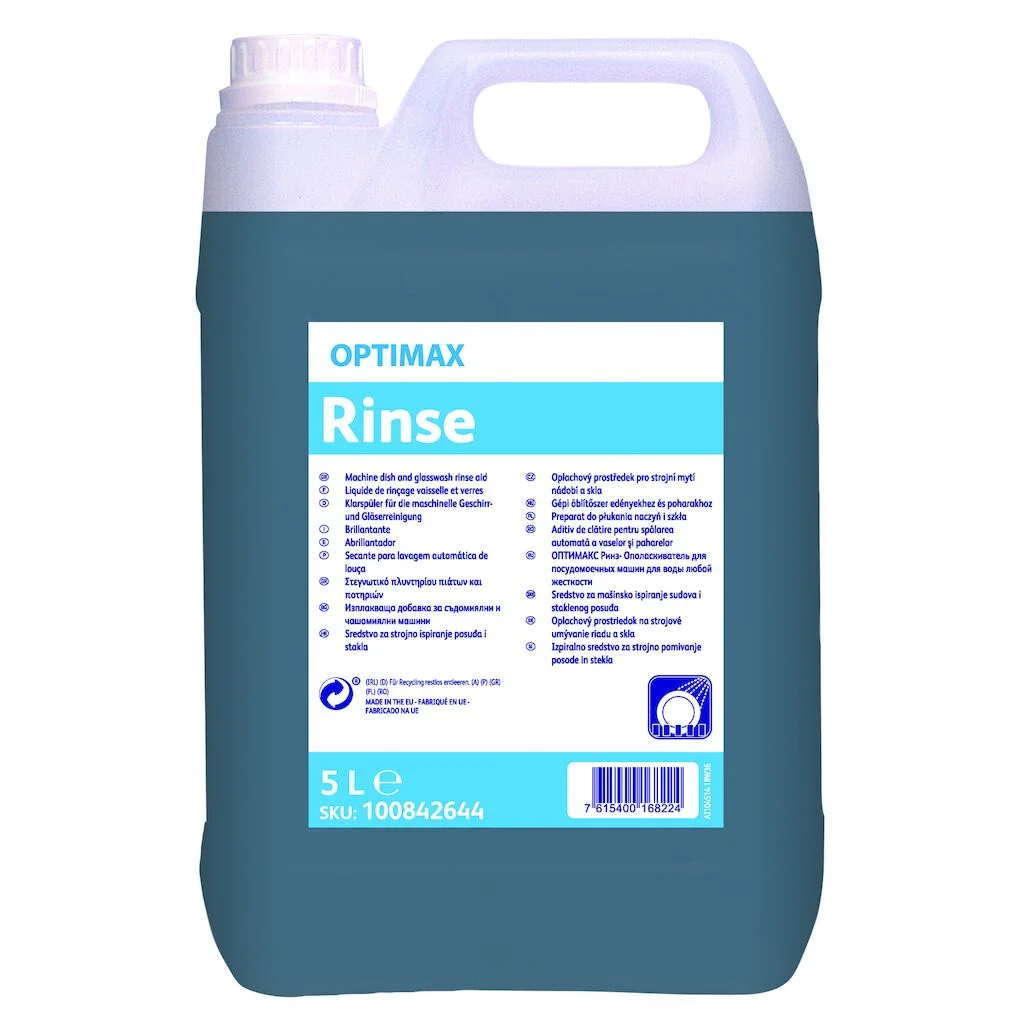 OPTIMAX Rinse oplachový prostředek pro strojní mytí nádobí a skla 5l