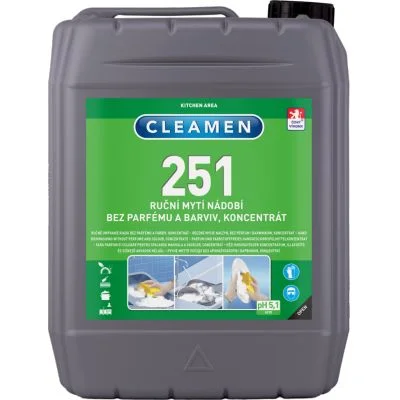 CLEAMEN 251 ruční mytí nádobí koncentrát, bez parfémů a barviv 5l