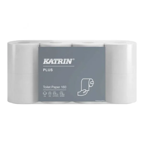Toaletní papír KATRIN PLUS 150út. 3vrst. celuloza bílý 8rolí v balení 16525
