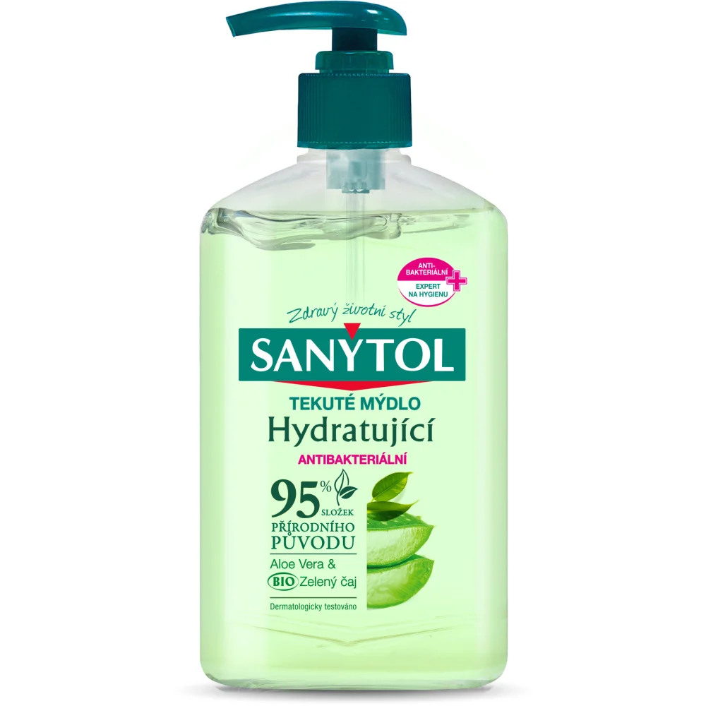 SANYTOL Antibakteriální mýdlo - hydratující Aloe Vera & Zelený čaj 250ml