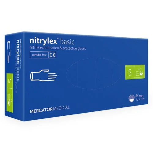 RUKAVICE NITRILOVÉ NEpudrované č.7/S, 100ks modré