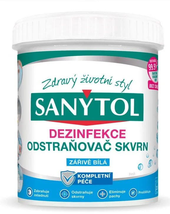 SANYTOL Dezinfekce odstraňovač skvrn zářivě bílá 450g