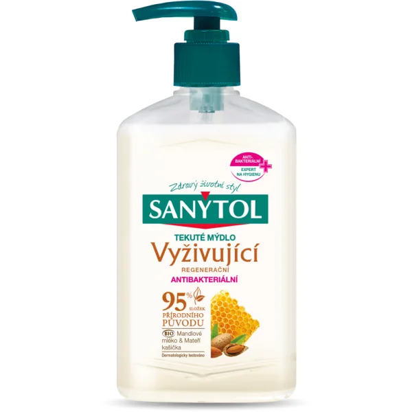 SANYTOL Antibakteriální mýdlo - vyživující mandlové mléko&mateří kašička 250ml
