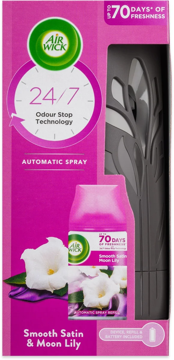 AIRWICK Freshmatic STROJEK a náplň Jemný satén a měsíční lilie 250ml