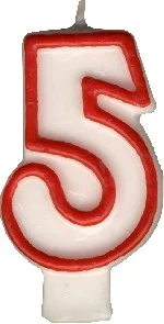 Svíčka číslová "5" 75mm [1 ks]