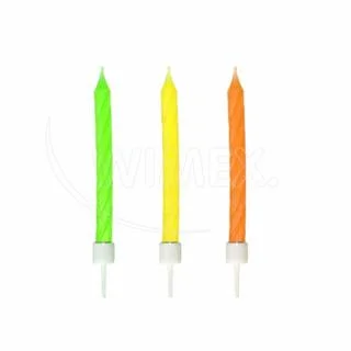 Narozeninová svíčka se stojánkem neon 60mm [12 ks]
