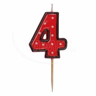 Svíčka číslová na špejli "4" 50mm [1 ks]
