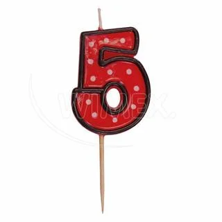Svíčka číslová na špejli "5" 50mm [1 ks]