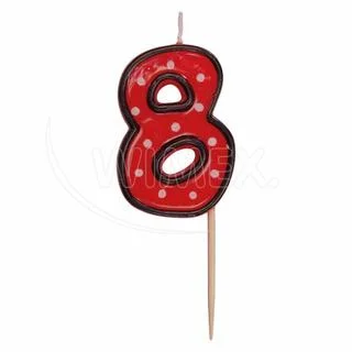 Svíčka číslová na špejli "8" 50mm [1 ks]