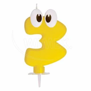 Svíčka číslová se stojánkem "3" 80mm [1 ks]