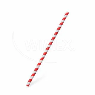 Slámka papírová Spirála červená `JUMBO` O8mm x 25cm [100 ks]
