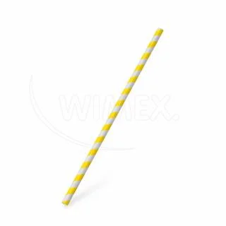 Slámka papírová Spirála žlutá `JUMBO` O8mm x 25cm [100 ks]