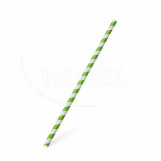 Slámka papírová Spirála zelená `JUMBO` O8mm x 25cm [100 ks]