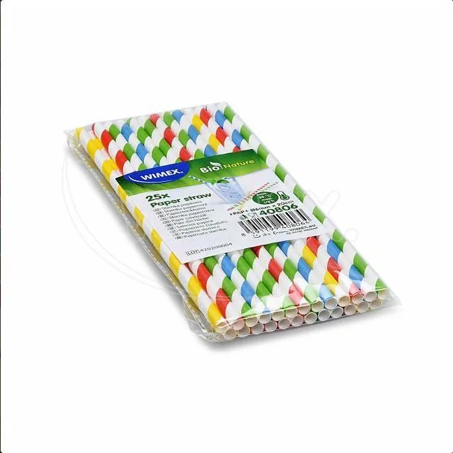 Slámka papírová Spirála barevný mix O6mm x 20cm [25 ks]