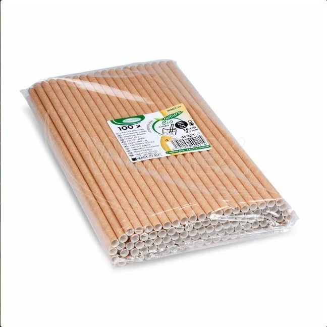 Slámka papírová kraft `JUMBO` O8mm x 28cm [100 ks]