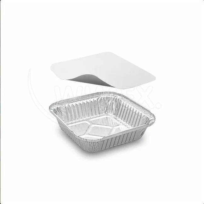 Miska (ALU) hranatá 158 x 158 x 34 mm 560ml + víčko [5 ks]