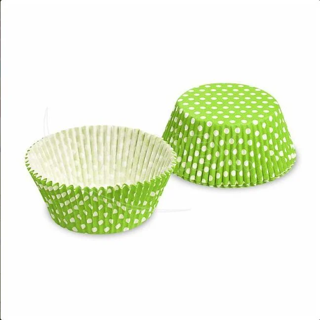 Cukrářský košíček Puntíky zelený O50 x 30 mm [40 ks]