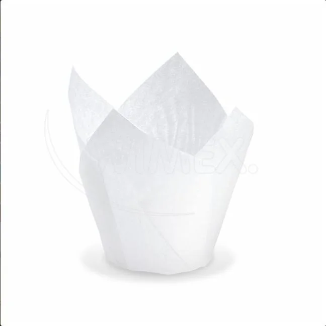 Tulipánový cukrářský košíček bílý O50 x 85 mm / 16 x 16 cm [100 ks]