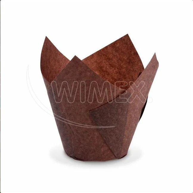 Tulipánový cukrářský košíček hnědý O50 x 85 mm / 16 x 16 cm [100 ks]