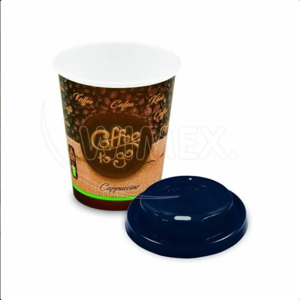 Papírový kelímek "Coffee to go" O80mm 280ml `M` + víčko černé [10 ks]