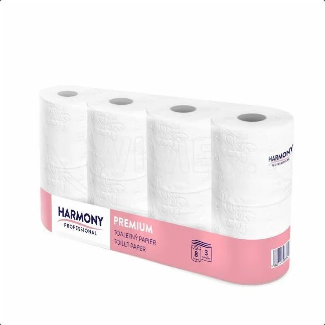 Toaletní papír (Tissue) Harmony Professional 3vrstvý bílý 250 útržků [8 ks]