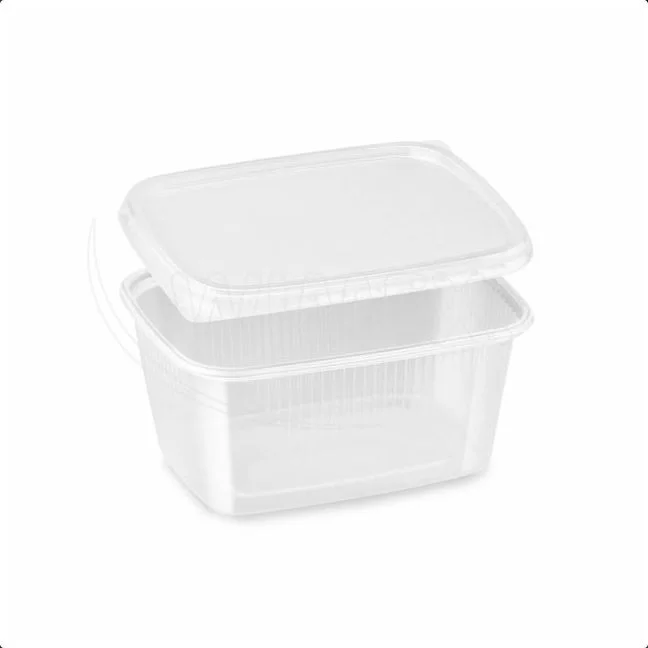 Miska (PP) hranatá průhledná 250ml + víčko [250 ks]