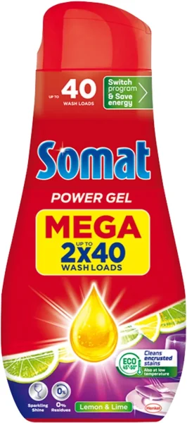 SOMAT All in 1 Lemon & Lime gel do myčky, 80 dávek, 2×720ml