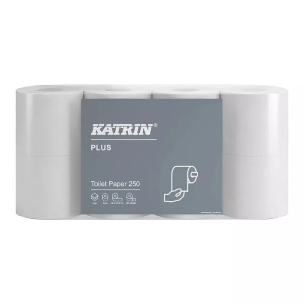 Toaletní papír KATRIN PLUS 250út. 3vrst. celuloza bílý 8rolí v balení 67589