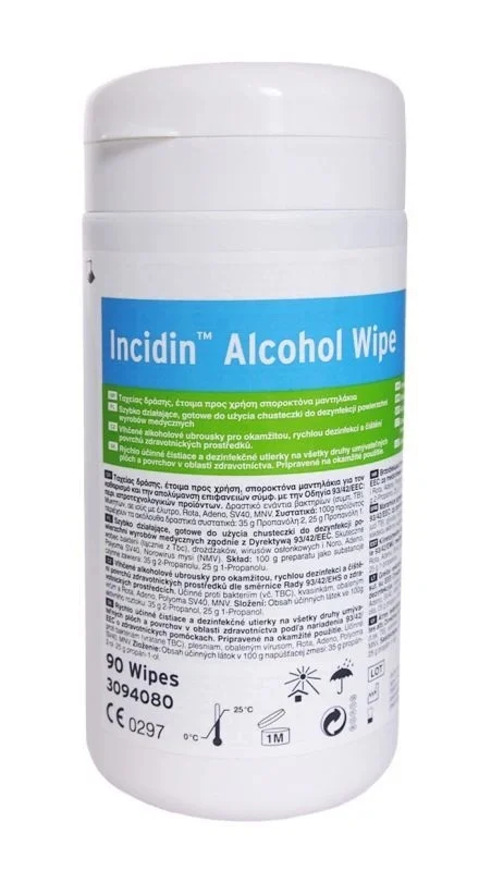 INCIDIN ALCOHOL WIPE ZÁSOBNÍK S NÁPLNÍ 90ks - alkoholové ubrousky