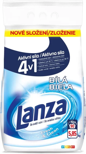 LANZA Fresh&Clean prášek na praní na bílé prádlo 5,85kg/90PD