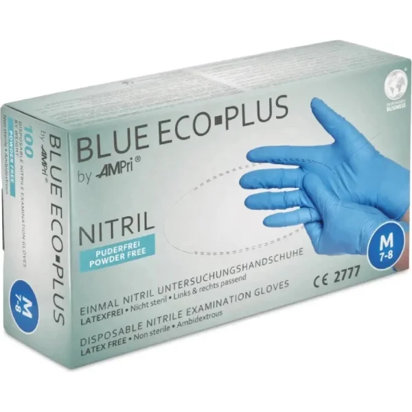 RUKAVICE NITRILOVÉ BLUE ECO-PLUS NEpudrované č.8/M, 100ks modré