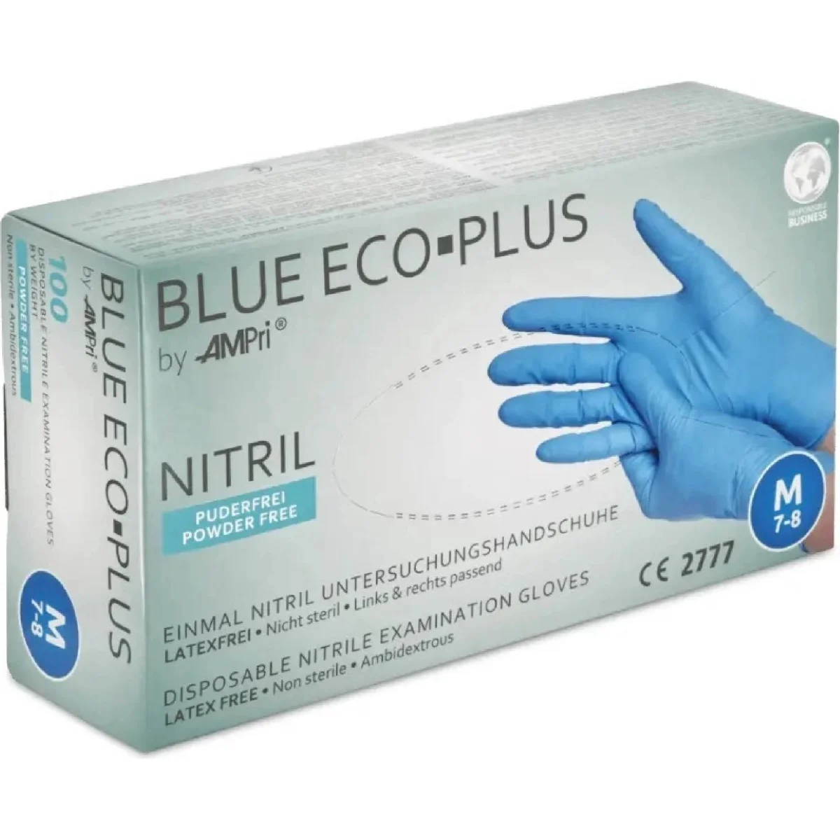 RUKAVICE NITRILOVÉ BLUE ECO-PLUS NEpudrované č.8/M, 100ks modré